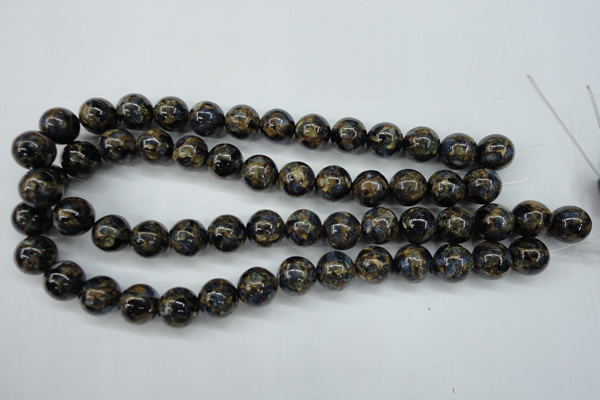 CGO165 15.5 inches 14mm round gold blue color stone beads