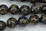 CGO168 15.5 inches 20mm round gold blue color stone beads