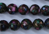 CGO17 15.5 inches 16mm faceted round gold multi-color stone beads