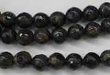 CGO172 15.5 inches 8mm faceted round gold blue color stone beads