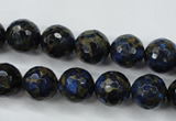 CGO174 15.5 inches 12mm faceted round gold blue color stone beads