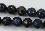 CGO176 15.5 inches 16mm faceted round gold blue color stone beads