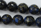 CGO178 15.5 inches 20mm faceted round gold blue color stone beads