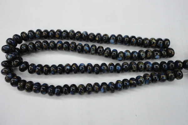 CGO182 15.5 inches 8*12mm rondelle gold blue color stone beads