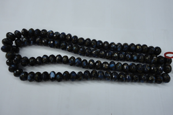 CGO185 15.5 inches 8*12mm faceted rondelle gold blue color stone beads