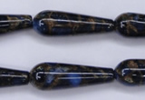 CGO189 15.5 inches 10*30mm teardrop gold blue color stone beads