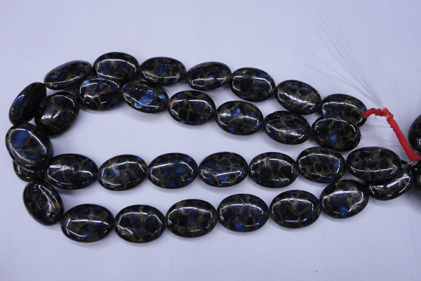 CGO206 15.5 inches 10*14mm oval gold blue color stone beads