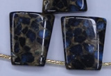 CGO215 Top-drilled 22*28mm trapezoid gold blue color stone beads