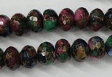 CGO25 15.5 inches 8*12mm faceted rondelle gold multi-color stone beads