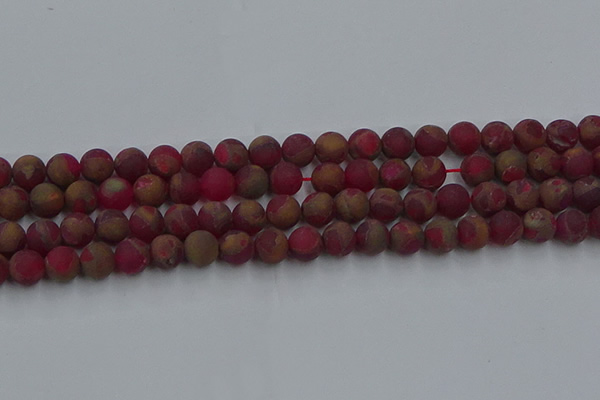 CGO252 15.5 inches 8mm round matte gold multi-color stone beads