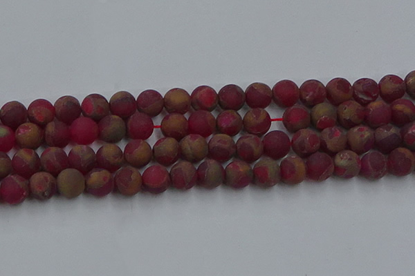 CGO254 15.5 inches 12mm round matte gold multi-color stone beads