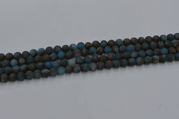 CGO256 15.5 inches 6mm round matte gold multi-color stone beads