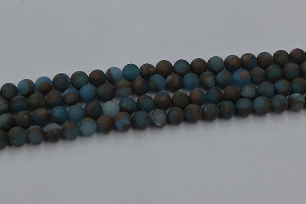 CGO258 15.5 inches 10mm round matte gold multi-color stone beads