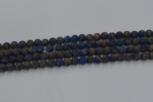 CGO261 15.5 inches 6mm round matte gold multi-color stone beads