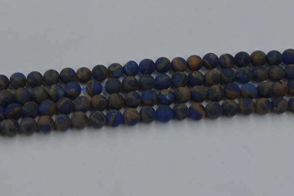 CGO262 15.5 inches 8mm round matte gold multi-color stone beads