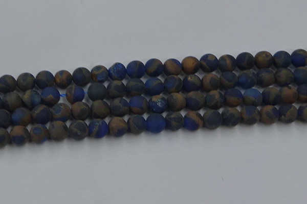 CGO263 15.5 inches 10mm round matte gold multi-color stone beads