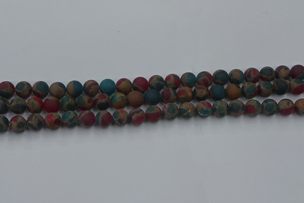 CGO266 15.5 inches 6mm round matte gold multi-color stone beads