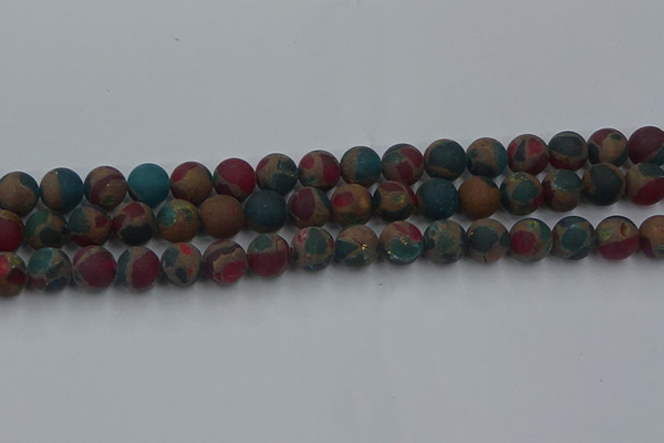 CGO268 15.5 inches 10mm round matte gold multi-color stone beads