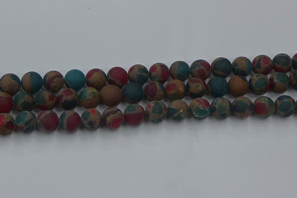 CGO269 15.5 inches 12mm round matte gold multi-color stone beads