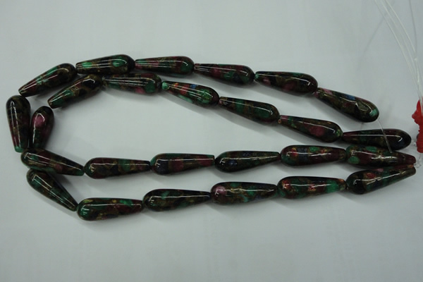 CGO28 15.5 inches 8*20mm teardrop gold multi-color stone beads