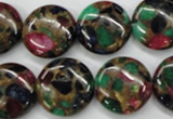 CGO36 15.5 inches 20mm flat round gold multi-color stone beads