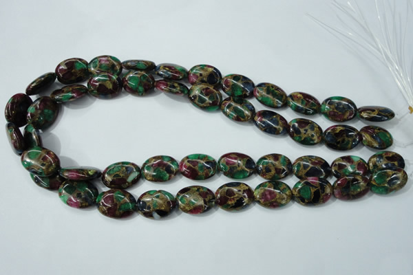 CGO41 15.5 inches 15*20mm oval gold multi-color stone beads