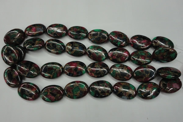 CGO42 15.5 inches 18*25mm oval gold multi-color stone beads