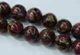 CGO54 15.5 inches 10mm round gold red color stone beads