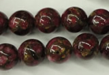 CGO56 15.5 inches 14mm round gold red color stone beads