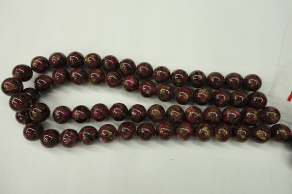 CGO56 15.5 inches 14mm round gold red color stone beads