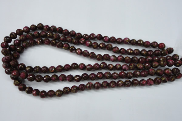 CGO62 15.5 inches 6mm faceted round gold red color stone beads