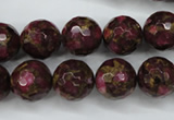 CGO66 15.5 inches 14mm faceted round gold red color stone beads