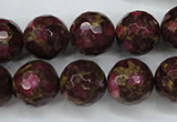 CGO67 15.5 inches 16mm faceted round gold red color stone beads