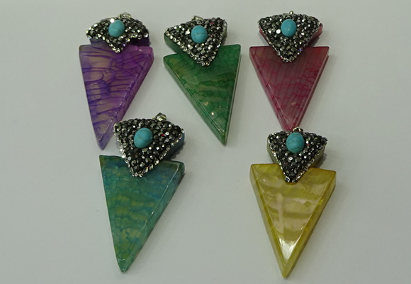 CGP108 30*55mm arrowhead agate gemstone pendants wholesale