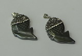 CGP153 18*35mm fish hematite gemstone pendants wholesale