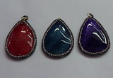 CGP1547 40*60mm flat teardrop agate pendants wholesale