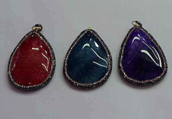 CGP1547 40*60mm flat teardrop agate pendants wholesale