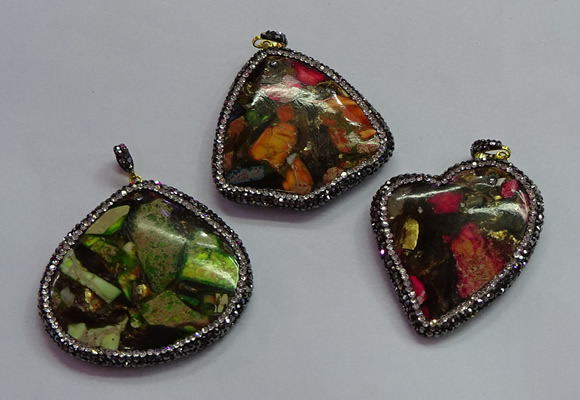 CGP1564 45*50mm freeform sea sediment jasper pendants