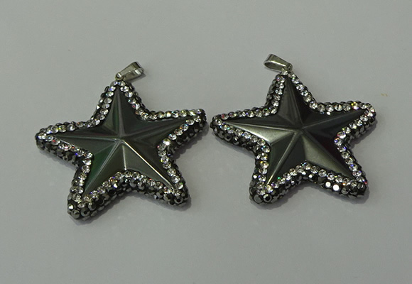 CGP158 40*40mm star hematite gemstone pendants wholesale