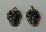 CGP159 25*35mm skull hematite gemstone pendants wholesale