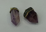 CGP212 15*30mm - 20*35mm bullet amethyst gemstone pendants