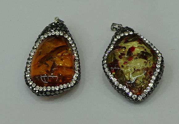 CGP276 28*40mm - 30*45mm freeform synthetic amber pendants