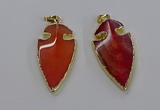 CGP3004 22*45mm arrowhead agate gemstone pendants wholesale