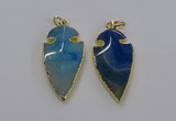 CGP3005 22*45mm arrowhead agate gemstone pendants wholesale