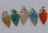 CGP3008 22*45mm arrowhead agate gemstone pendants wholesale