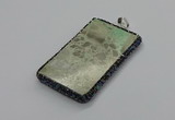 CGP3022 30*60mm - 40*60mm rectangle green apple jasper pendants