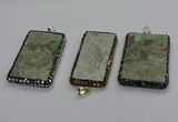 CGP3023 30*60mm - 40*60mm rectangle green apple jasper pendants