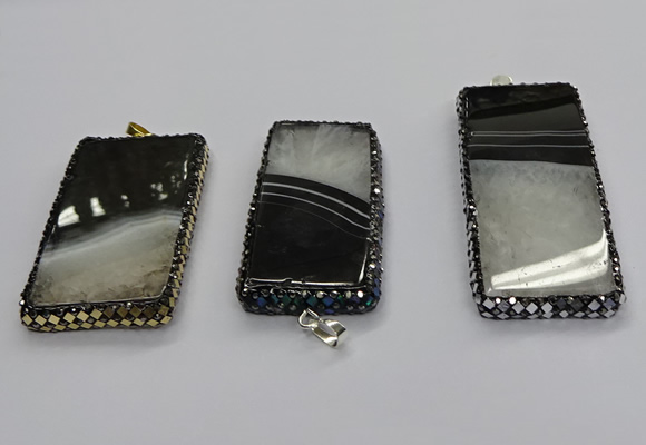 CGP3053 30*65mm - 35*75mm rectangle druzy agate pendants