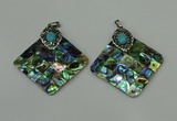 CGP306 35*35mm diamond abalone shell pendants wholesale