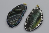 CGP3068 40*65mm - 40*70mm freeform line agate pendants